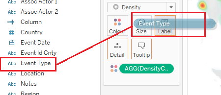 Drag Event Type to Label Icon
